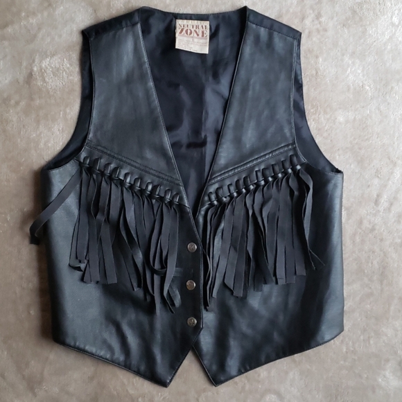 Vintage Neutral Zone Leather Fringe Vest - Picture 1 of 7